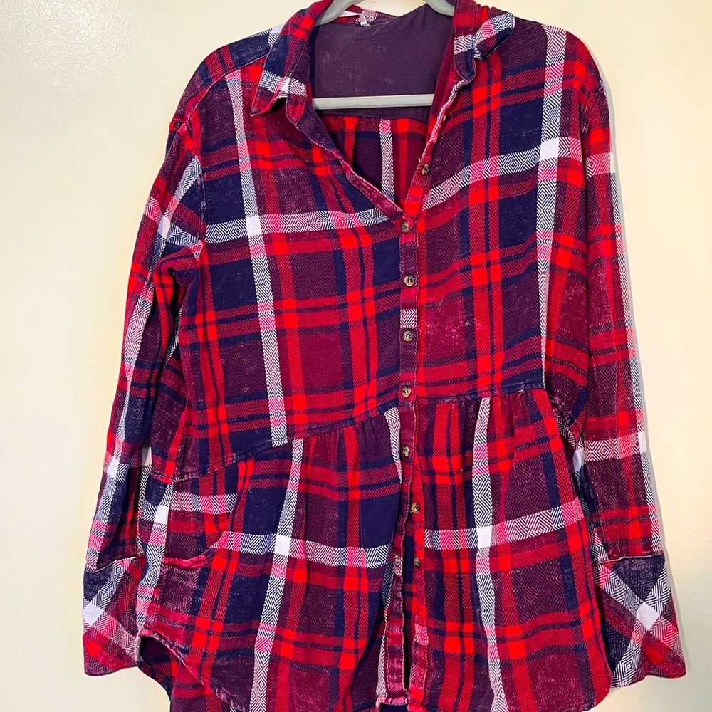 Free people Half button down mini dress